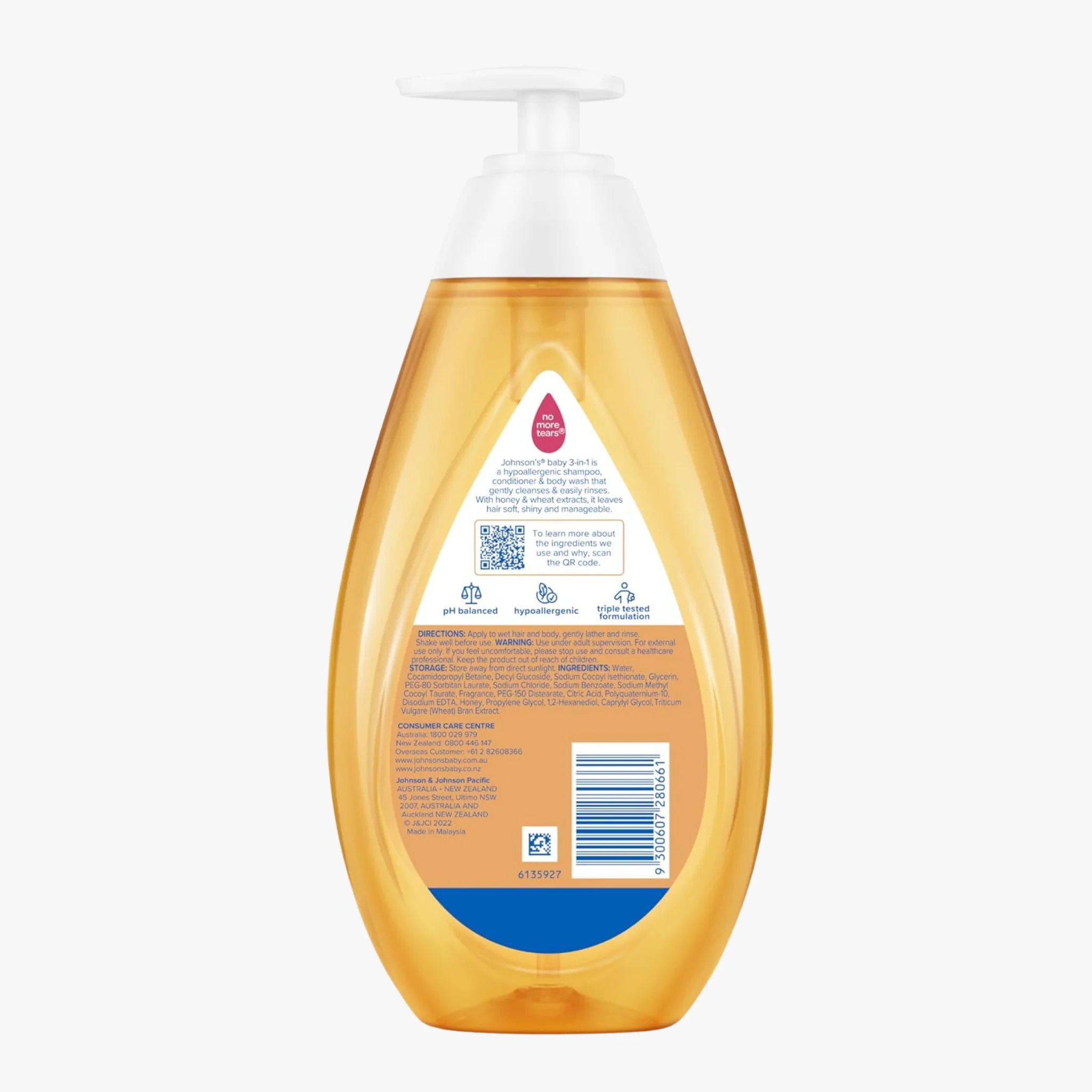 3-In-1 Hypoallergenic Gentle Tear-Free Conditioning Baby Shampoo & Cleansing Wash 500Ml - Johnson'S - Image 2