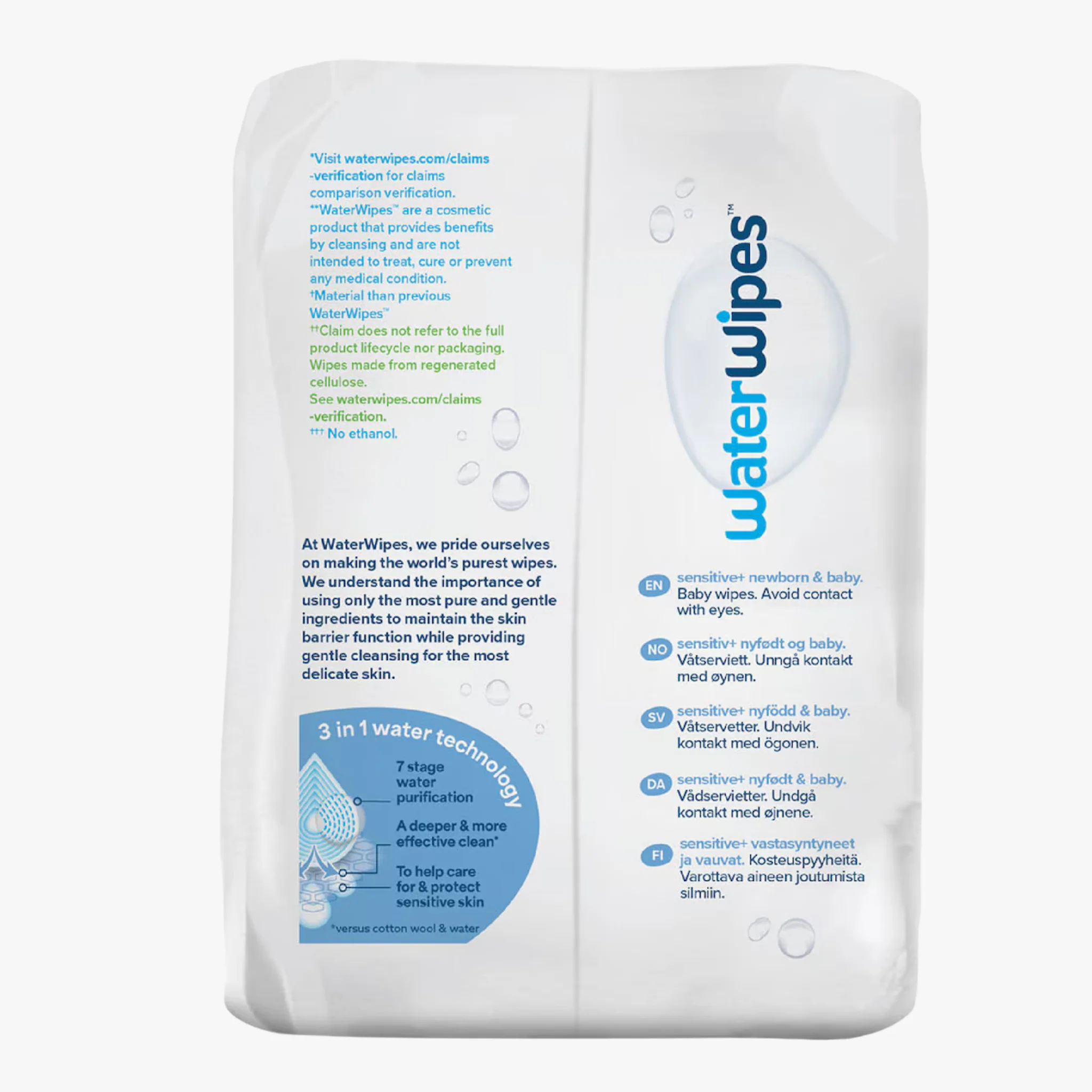 Baby & Newborn Sensitive Wipes 180 Wipes - Waterwipes - Image 2