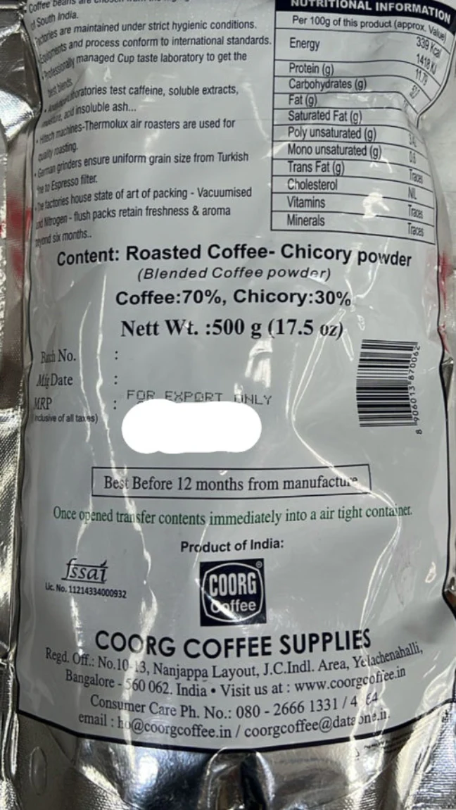 Coorg Filter Coffee (Green) 500g - Image 2