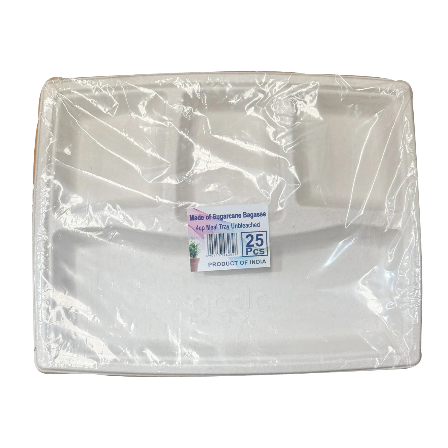 Disposable Party Plates (4 Comp) 25pcs Made of Sugarcane Bagasse