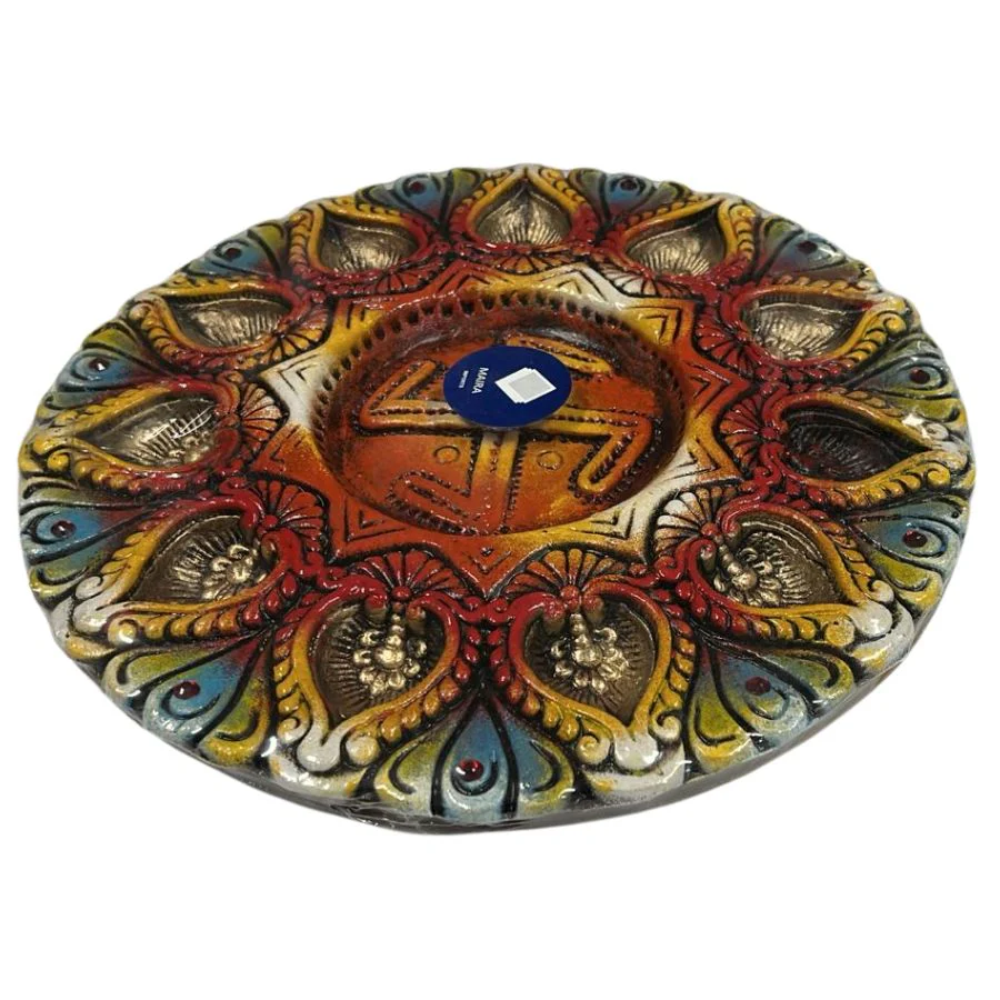 Diwali Diya Plate - 11 Diyas (Without Wax) Design#4