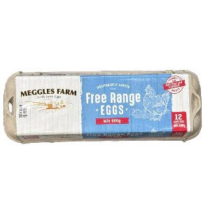 Free Range Eggs, 600g 12pc Large - Meggles Farm