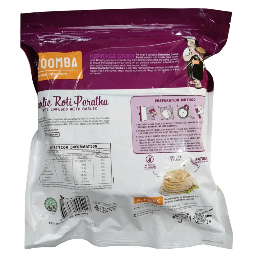 Garlic Roti Paratha 25Pack 1.625kg - Katoomba - Image 2