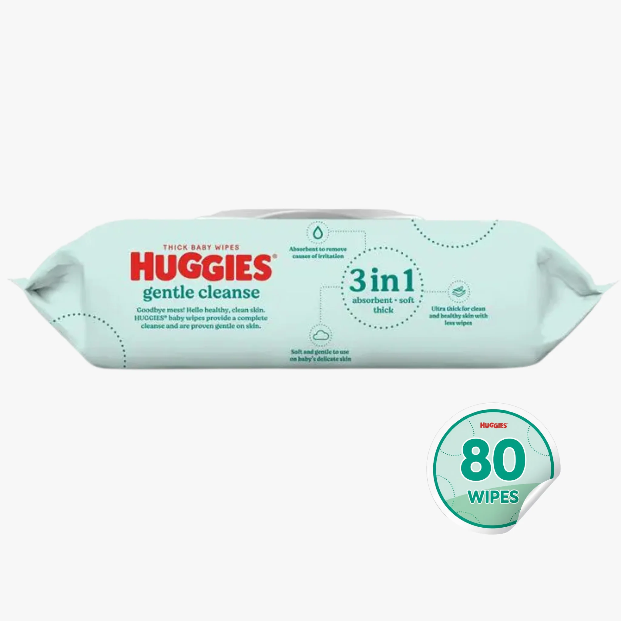 Gentle Cleanse Baby Wipes Fragrance Free 80 Wipes - Huggies - Image 2