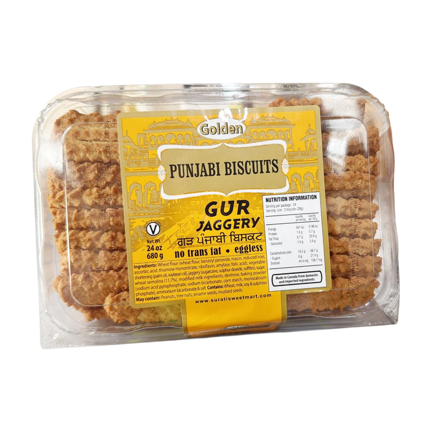 Gur (Jaggery)  Punjabi Biscuits  680g - Golden