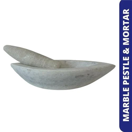 Marble Pestle & Mortar (Leaf Shape) [Approx 6 inches]