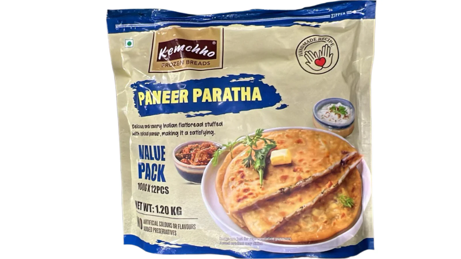 Paneer Paratha 12pcs (Frozen Breads) 1.20kg - Kemchho