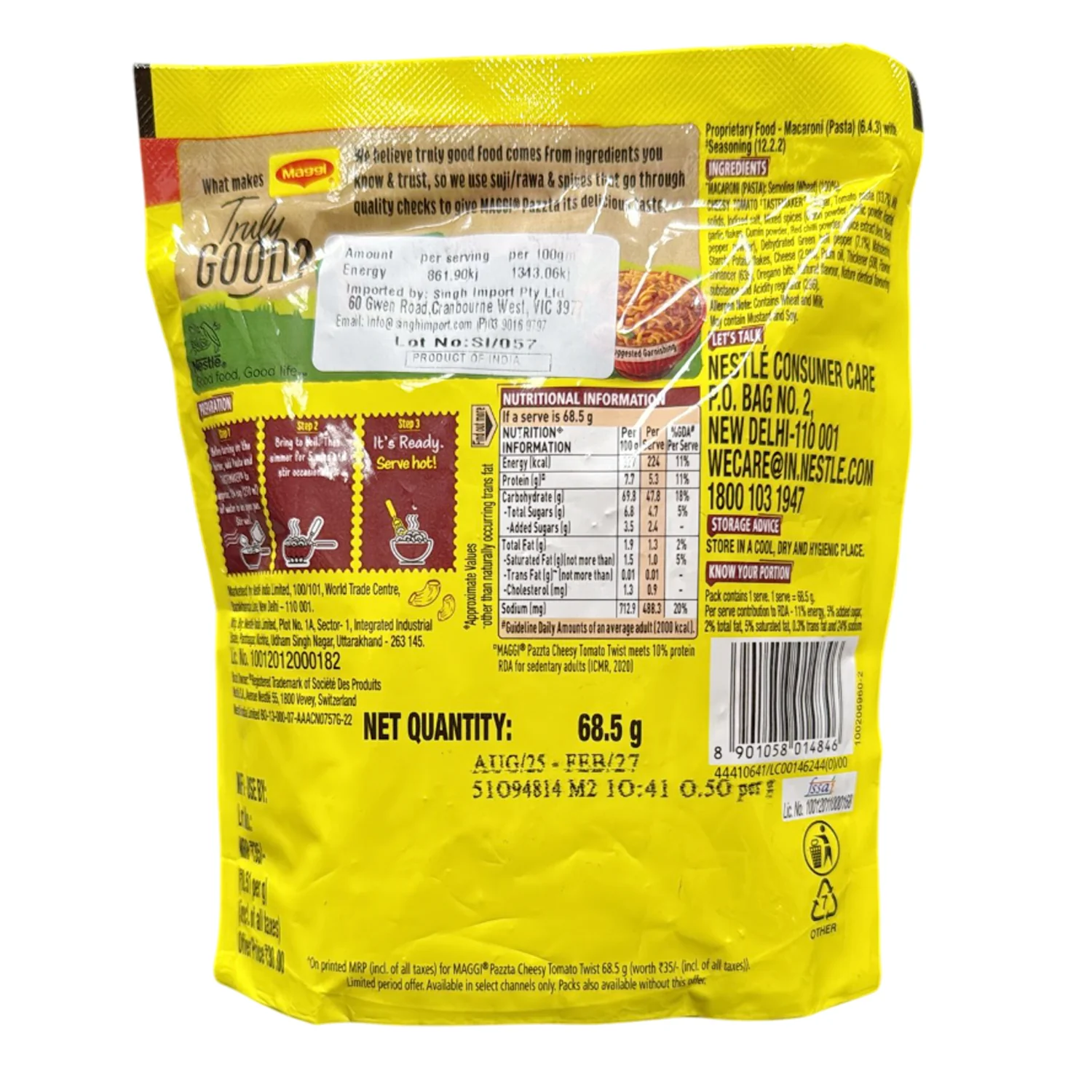 Pazzta Cheesy Tomato Twist 68.5g - Maggi - Image 2