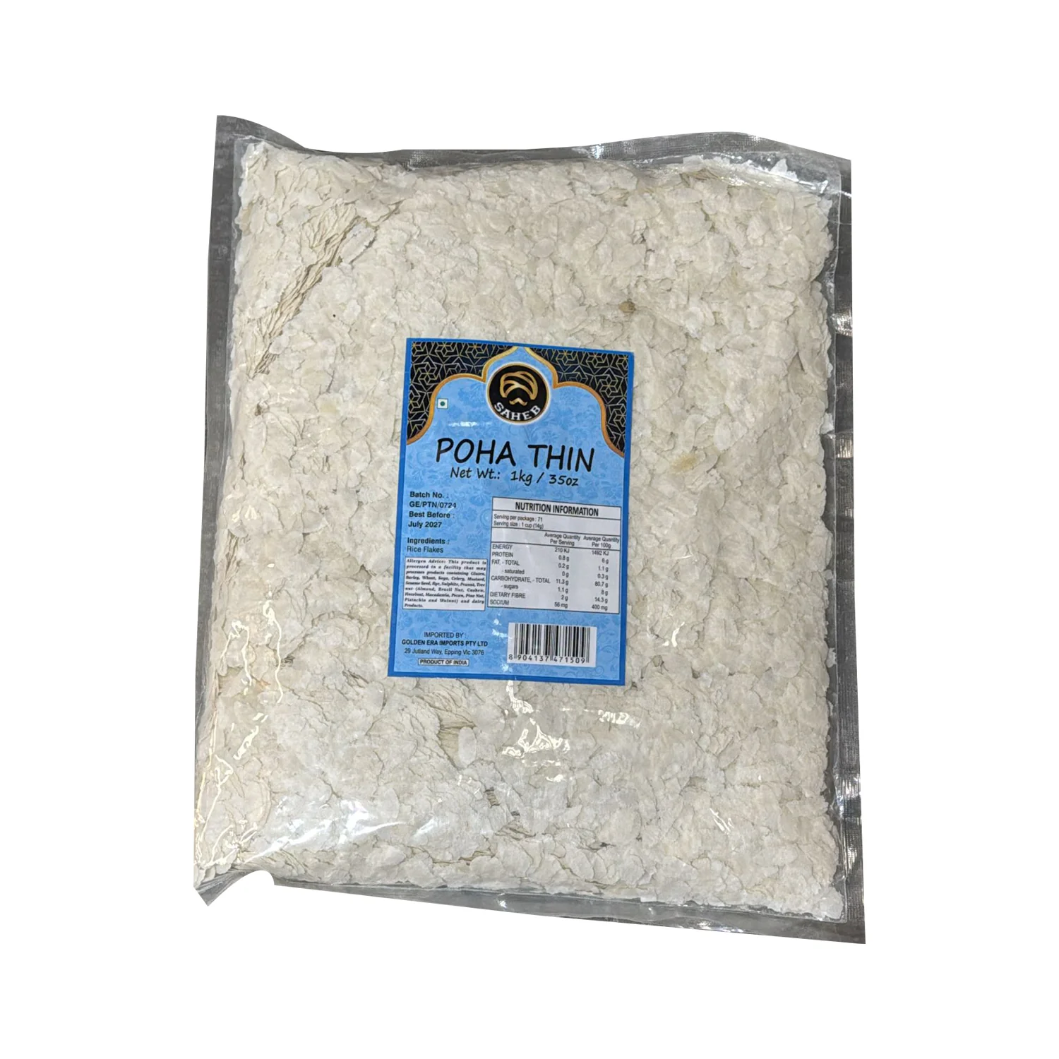 Poha Thin (Rice Flakes) 1kg - Saheb