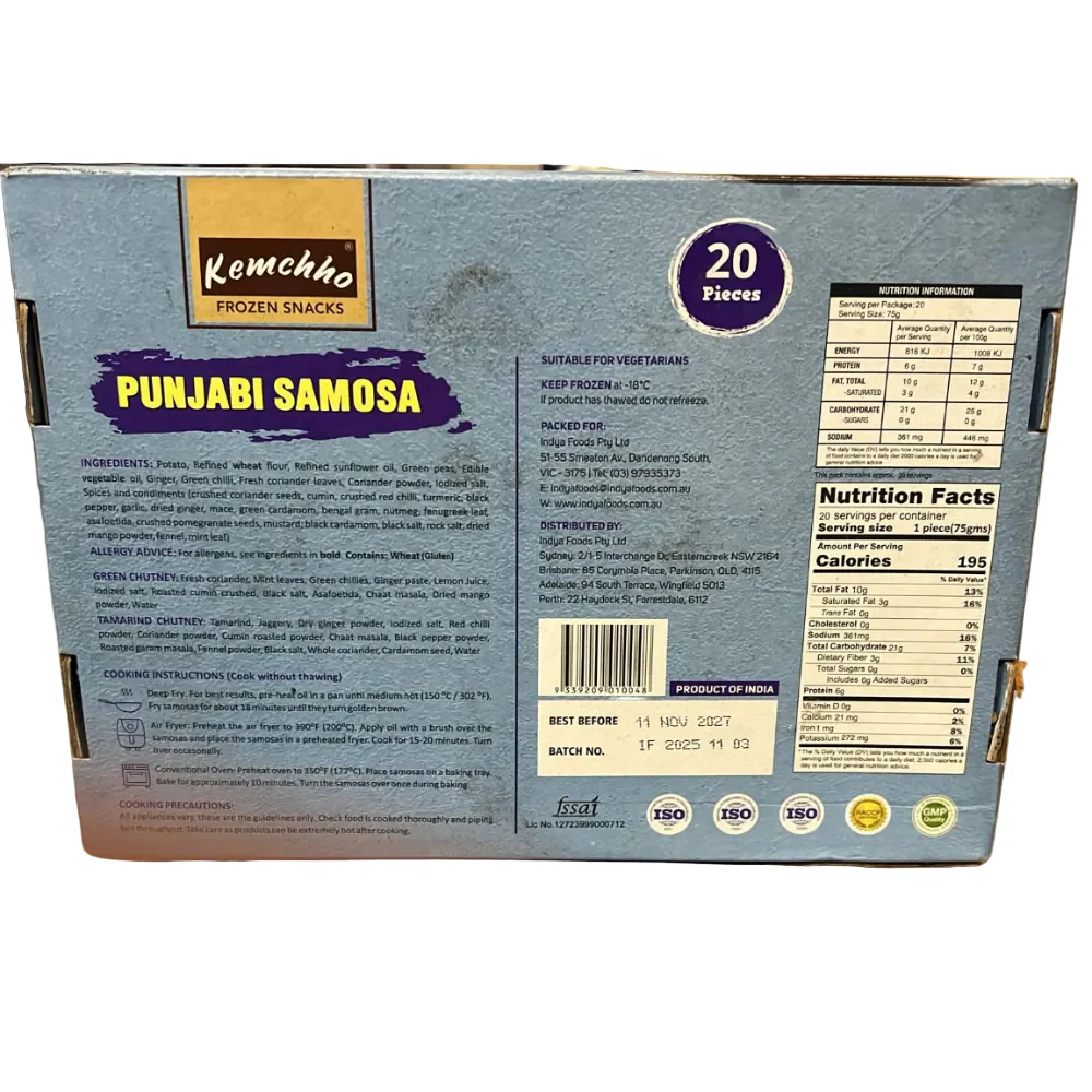 Punjabi Samosa 20pcs Value Pack (1.7kg) - Kemchho - Image 2