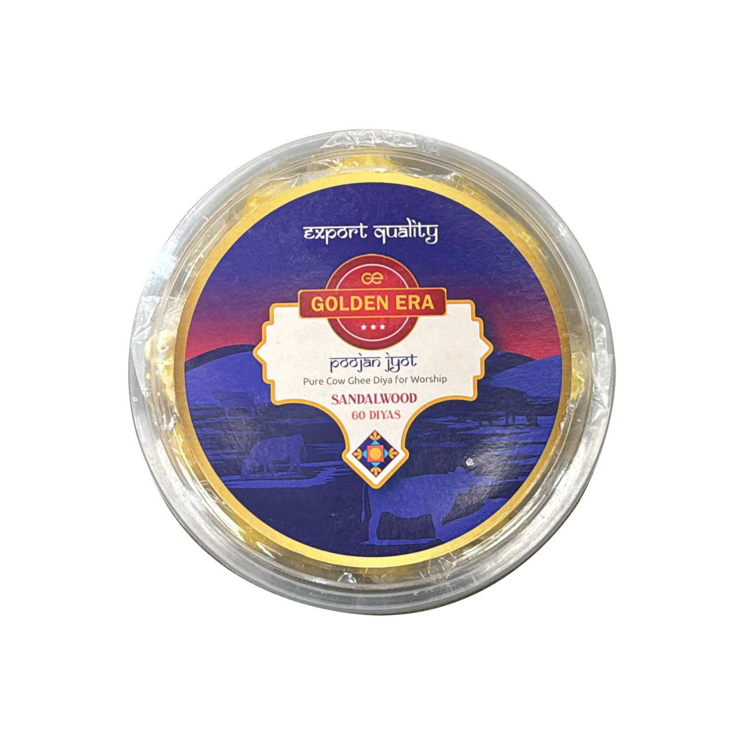 Pure Cow Ghee Diya Sandalwood 60 Pices - Golden Era