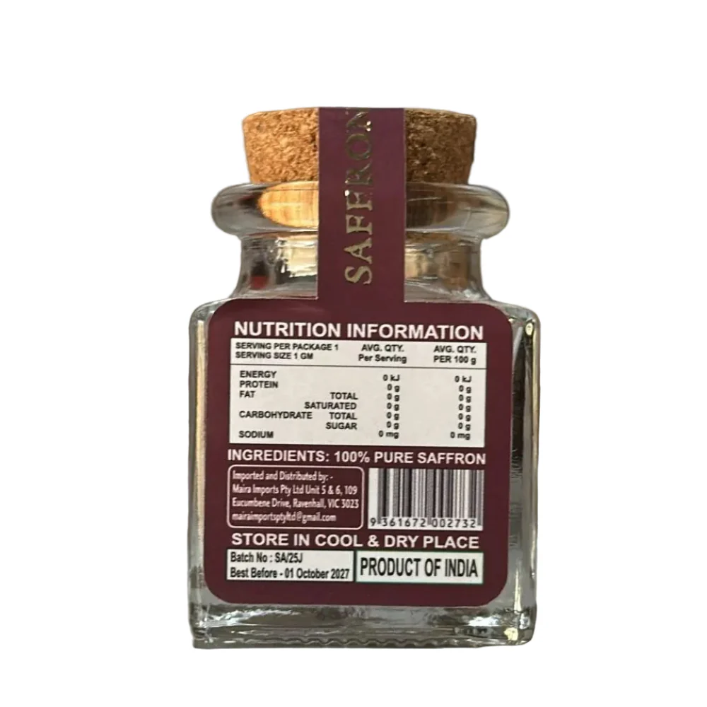 Pure Saffron Bottle 1g - Maira's Kitchen - Image 2
