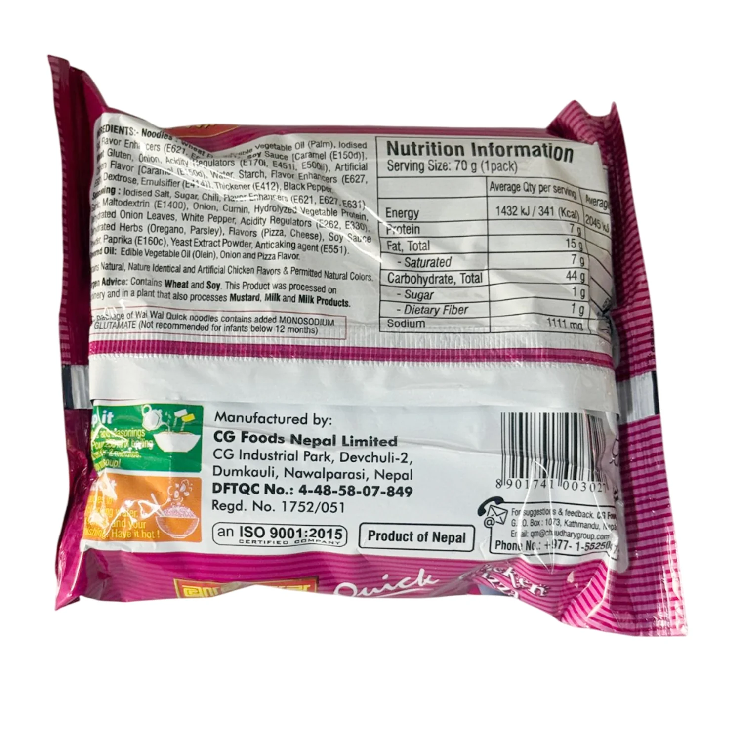 Quick Instant Noodles Chicken Pizza 70g - Wai Wai - Image 2