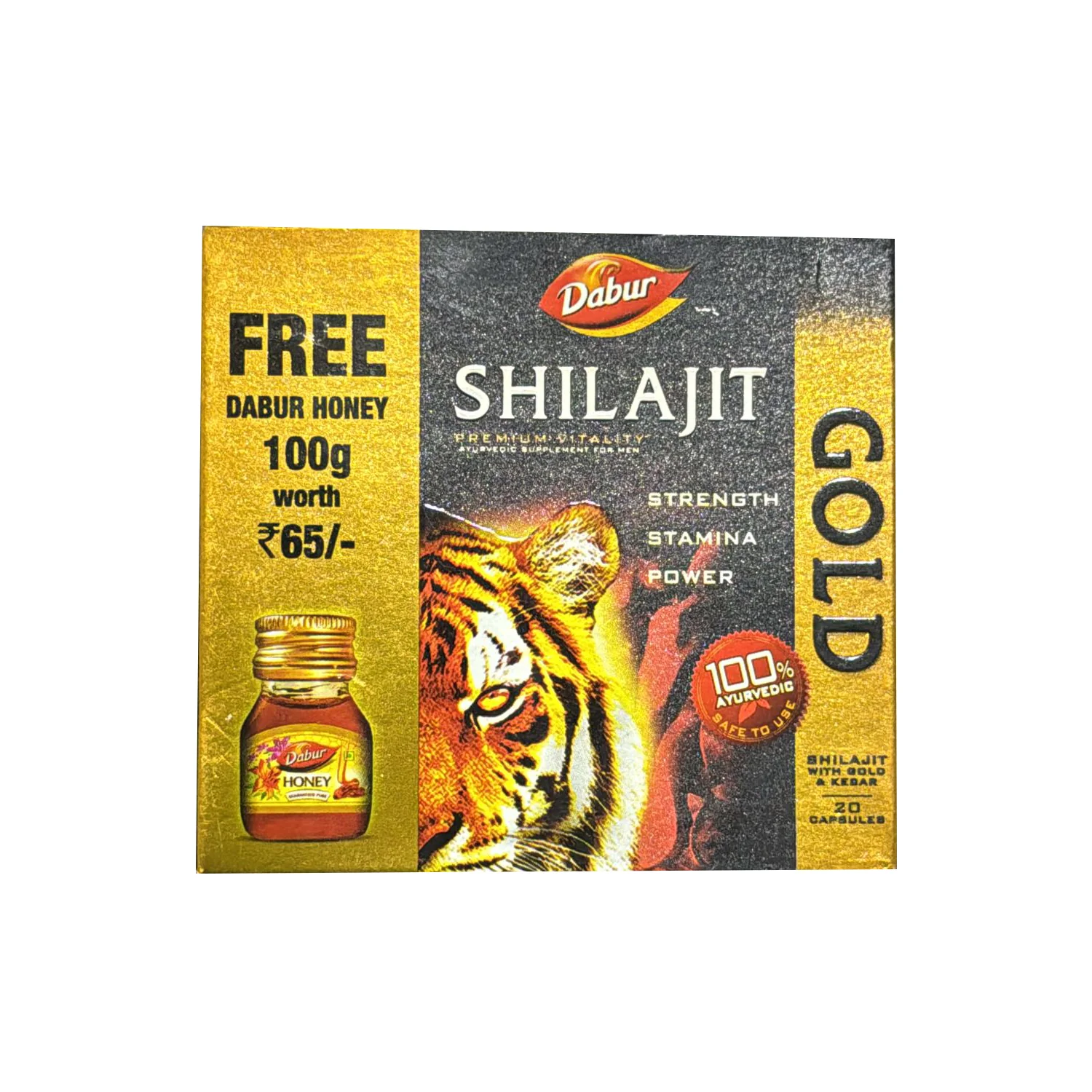 Shilajit Gold 20 Capsules Free Dabur Honey 100g - Dabur
