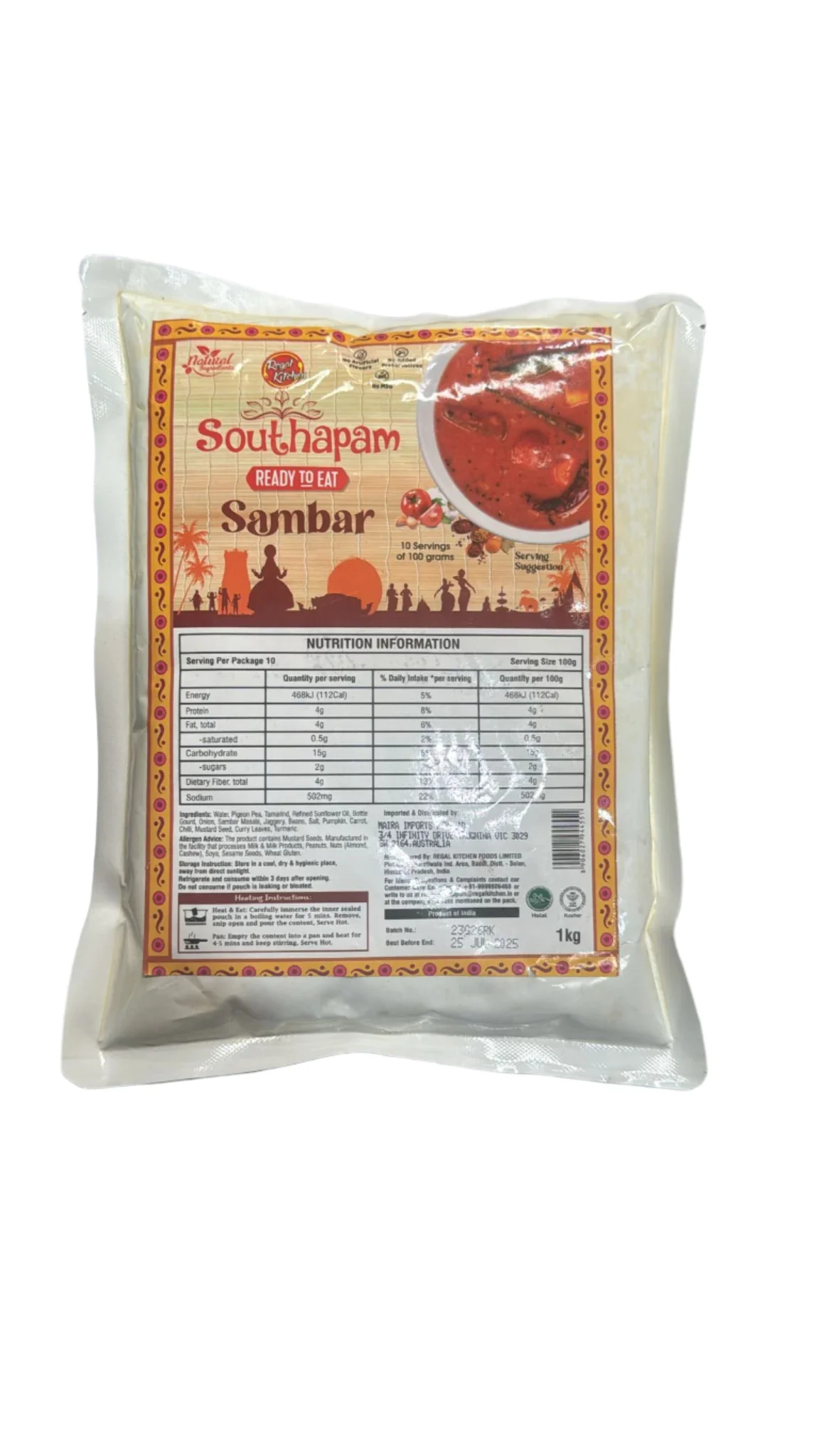Southapam Sambar (Ready To Eat) 1kg - Regal Kitchen