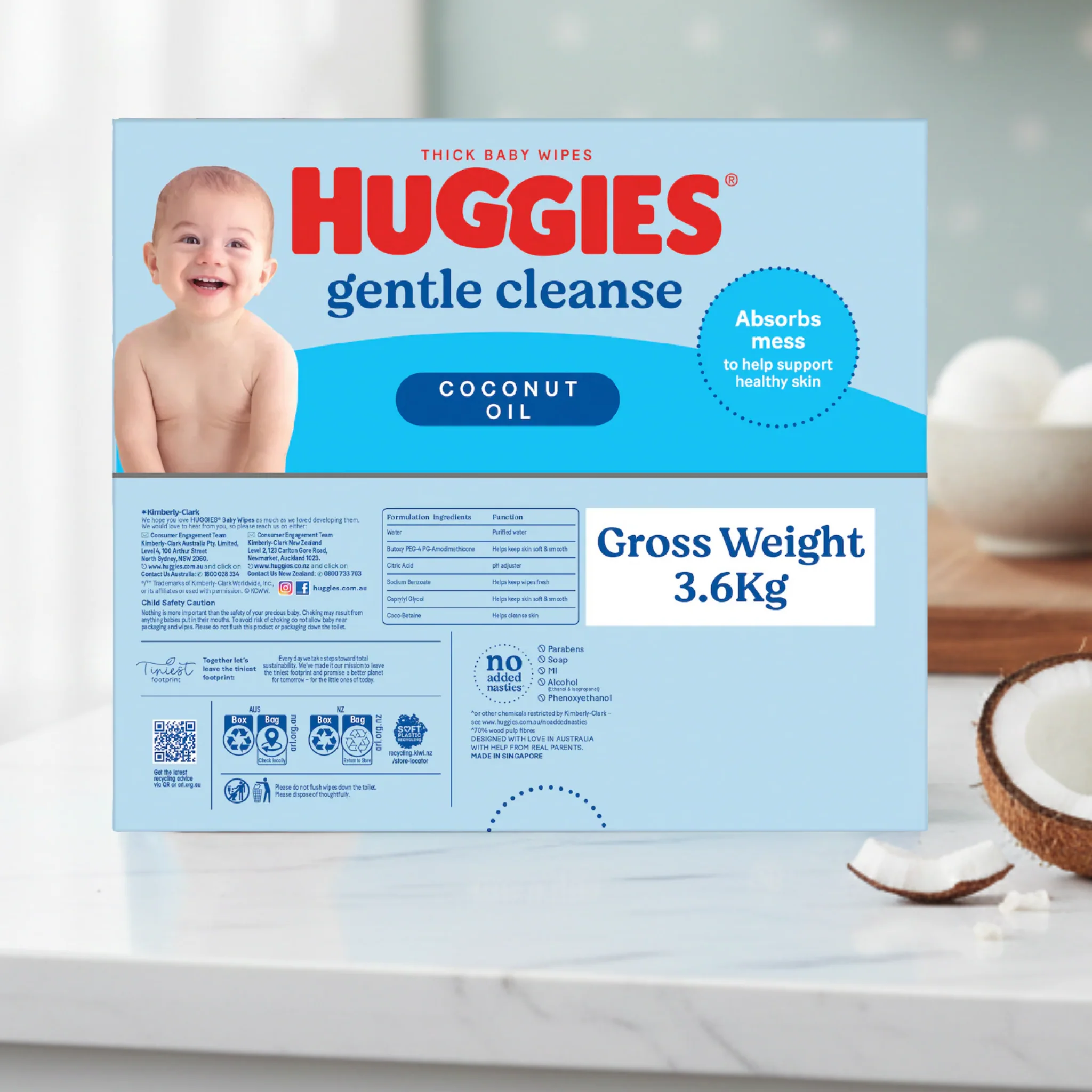 Thick Baby Wipes Coconut Oil 400 Wipes - Huggies - Image 2