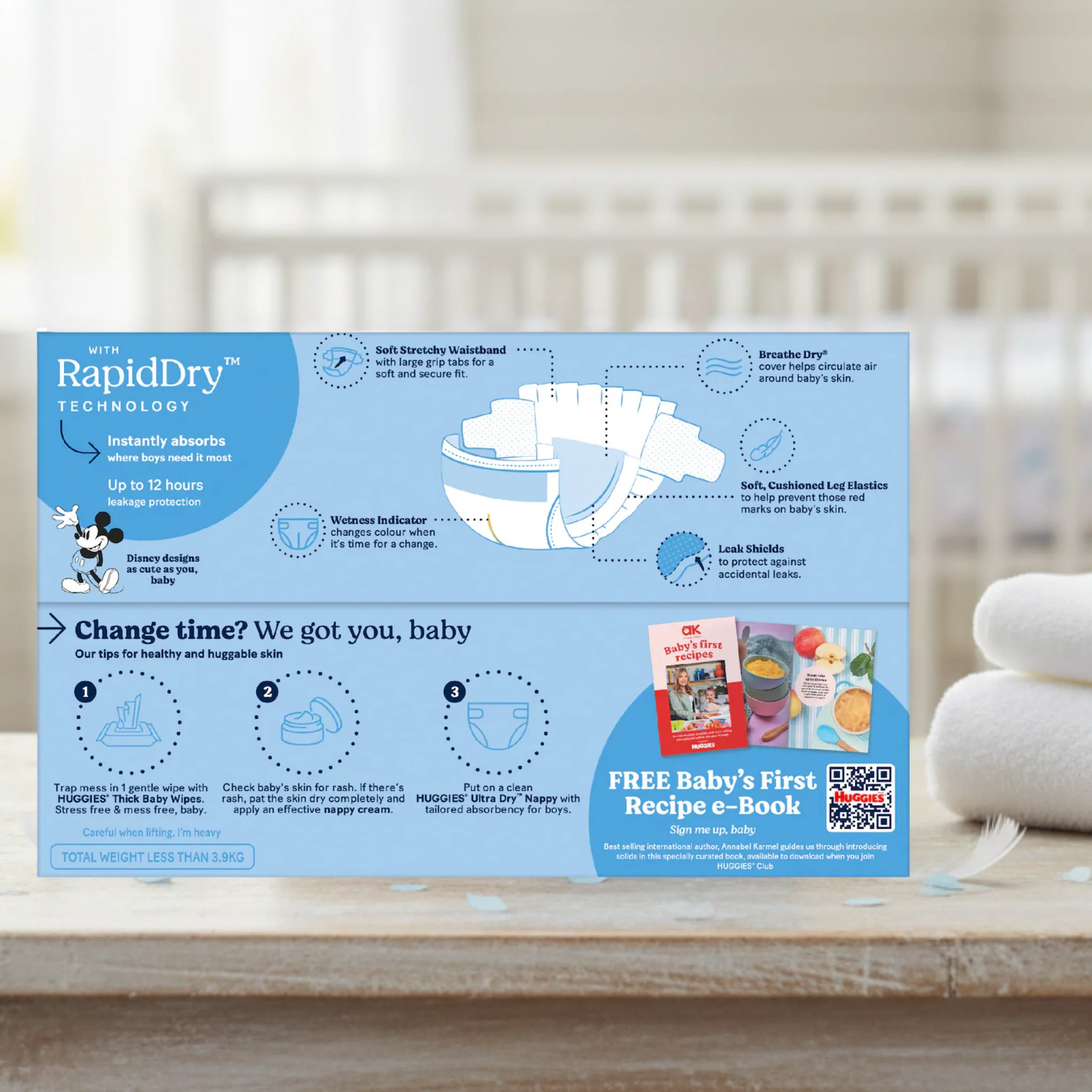 Ultra Dry Nappies Boys Size 3 (6-11Kg) 90 Nappies - Huggies - Image 2