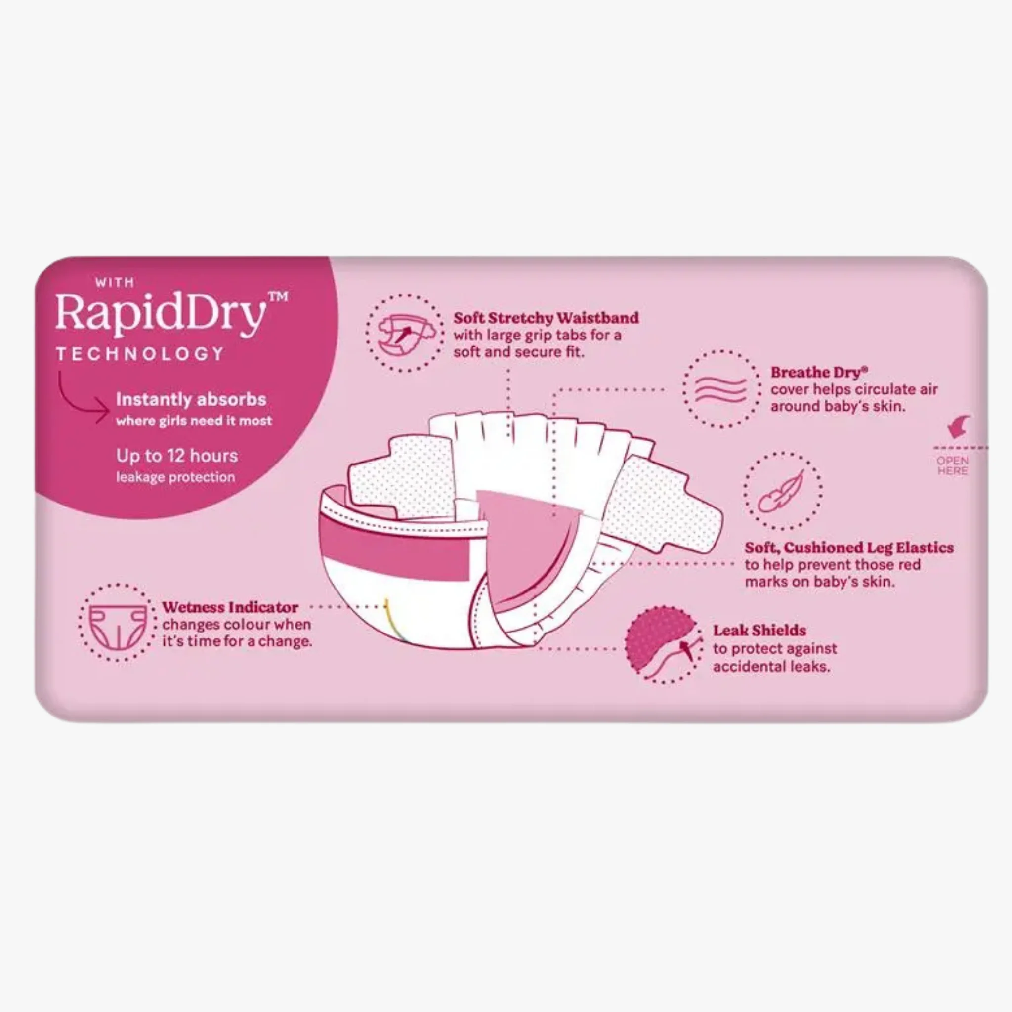 Ultra Dry Nappies Girls Size 3 (6-11Kg) 44 Nappies - Huggies - Image 2
