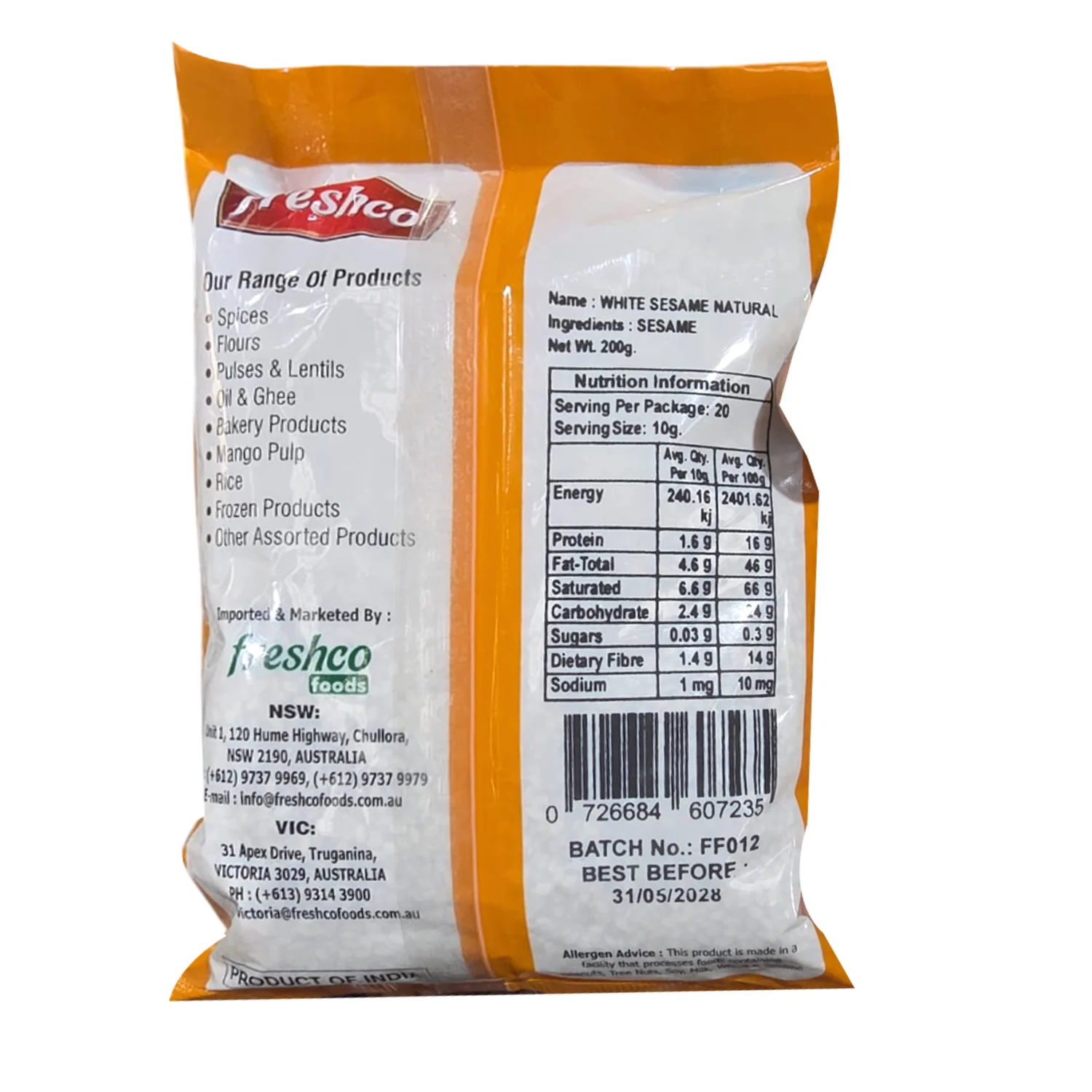 White Sesame Natural 200g - Freshco - Image 2