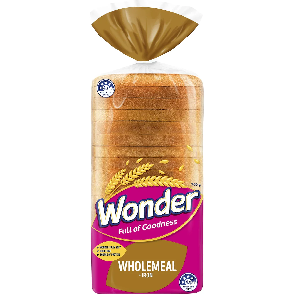 Wonder White Bread Wholemeal + Iron 700g